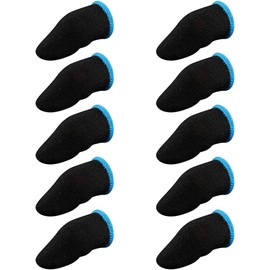 Jizlan 10Pcs Black Mobile Game Finger Sleeves, Sleeves for Gaming, Antisweat Thumb for Mobile Gaming, Breathable Pro Gaming Gloves, Weightless Magnetic Touch Screen Finger