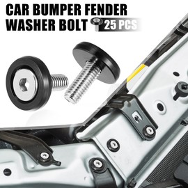 A ABSOPRO Car Bumper Fender Washer Bolt M6x20mm Engine Bay Dress Up Kit Stainless Steel Black (Set of 25)