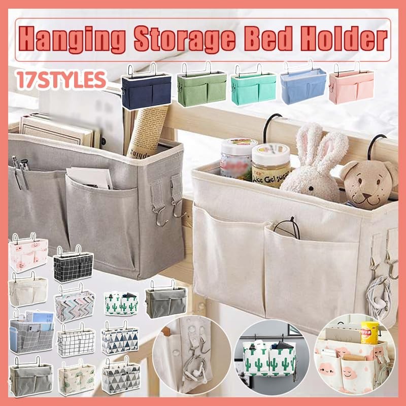 aimall Dormitory Bedside Storage Pocket, Hanging Basket Bedside Caddy, Bedside
