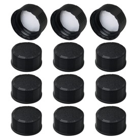 MEETOOT 12pcs Phenolic Resin Cover 28 Threads 20mm Black Poly Seal Screw Caps for Daily Chemicals, Food, Cosmetics Bottles
