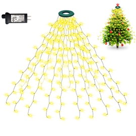 Warm White Christmas Tree Lights with Ring Outdoor Indoor,16 Lines 448 LEDs Fairy Twinkle Xmas Light Perfect for 6-8 Ft Xmas Tree, IP44 Waterproof Easy to Install Tiny String Lighting