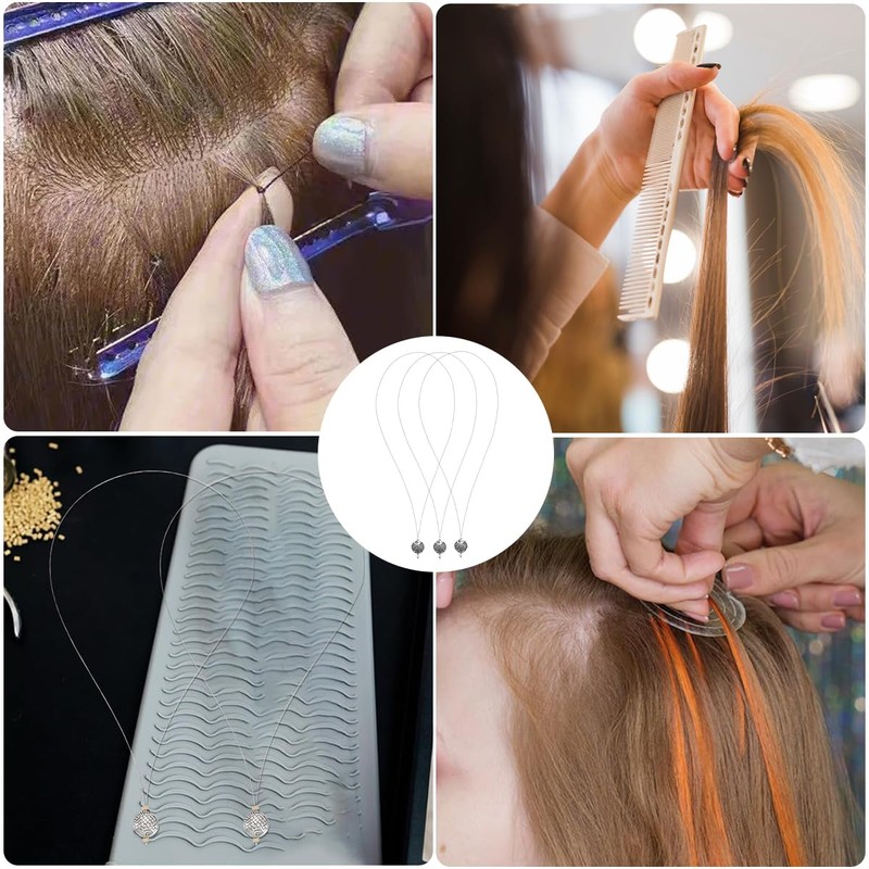 3 Pcs Nano Rings Loop Threader Tool, Professional Hair Extension