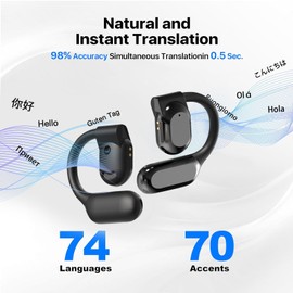 AI Translation Earbuds Real Time, 144 Language Translator Earbuds for iOS Android, Offline Mode Translation Headphones with APP, Wireless Earbuds Translating Device for Travel Business Learning