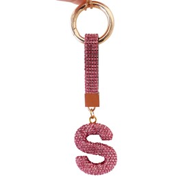 ZVRSUA Key Ring Letter for Women and Girls, Key Fob Pink, Gliter, Accessories for Keys/Car Keys/Backpacks and Handbags, Gifts for Women, pink