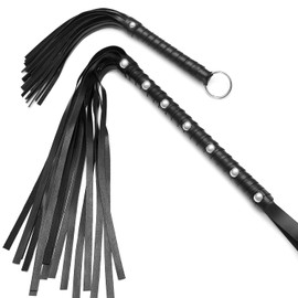 2 PCS 28-inch and 11.8-inch Black Riding Whip, fine Soft Whip, Faux Leather Whip, Equestrian Whip, Lovers Whip