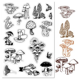 CRASPIRE Mushroom Clear Stamps Silicone Stamp Seal Transparent Silicone Stamps for Cards Making Mother's Day Father's Day DIY Scrapbooking Journal Photo Album Decorative