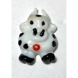 Mega Marbles Mini "White Cow w Black Spots" Glass Figurines Pk 16 Miniature Arts Crafts Party