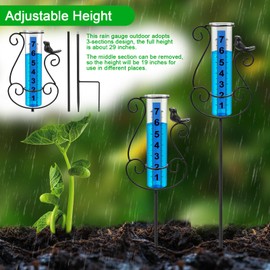 UBYNID Rain Gauge Outdoor Best Rated 7" Capacity Large Rain Gauges with Metal Stake Glass Rain Measure Gauge Rain Water Meter Thickened Adjustable Rain Guage Decorative for Yard Garden Patio