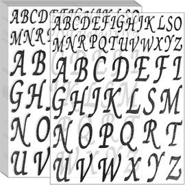 Waynoda 520 Pieces 10 Sheets Glitter Alphabet Letter Stickers,Self Adhesive Stick on Letters Capital Alphabet Stickers Letter for Grad Cap Decoration DIY Crafts Art Making(Black,1Inch,2Inch)