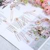 12 Pieces Gold Bridal Pearl Hair Pins for Wedding Party,