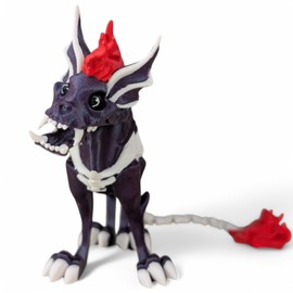 Articulated Hellhound Figurine – Movable Desk Toy for Stress Relief, Focus, Anxiety, ADHD – Collectible Mythical Sensory Tool for Teens and Adults – 3D Printed in Canada