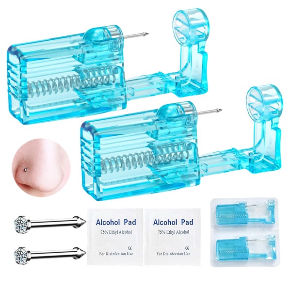 orilace 2 Pack Nose Piercing Kit, Disposable Self Piercing Kit