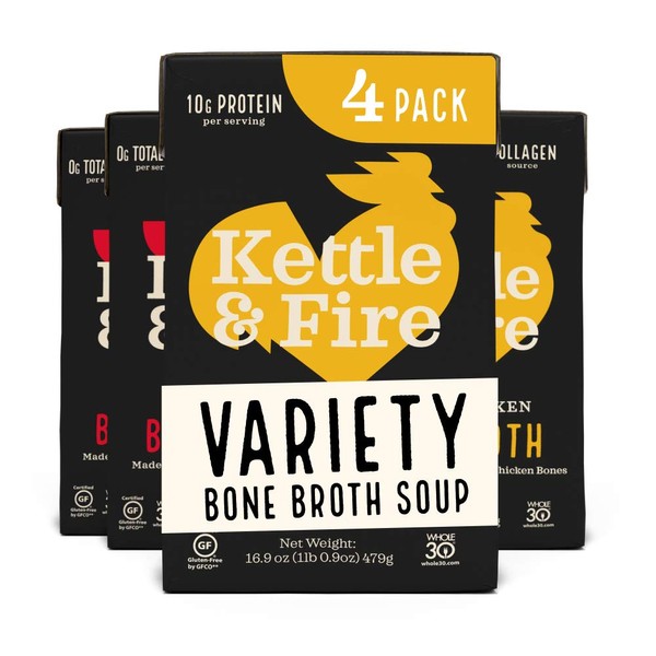 Bone Broth Variety Pack, Beef and Chicken by Kettle and