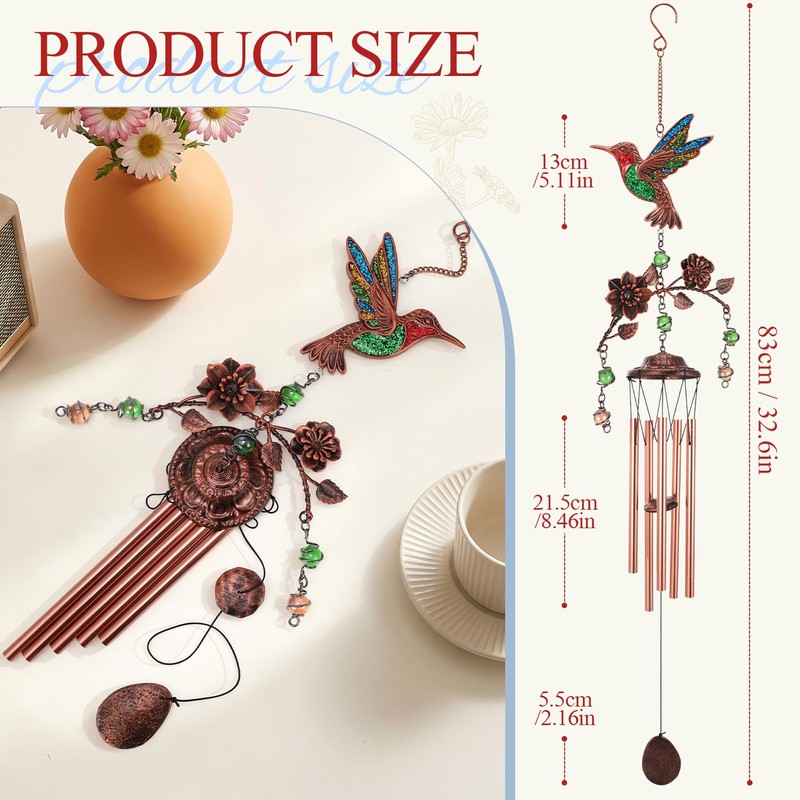 Hoemwarm Hummingbird Wind Chimes for Outside Home Patio Decor