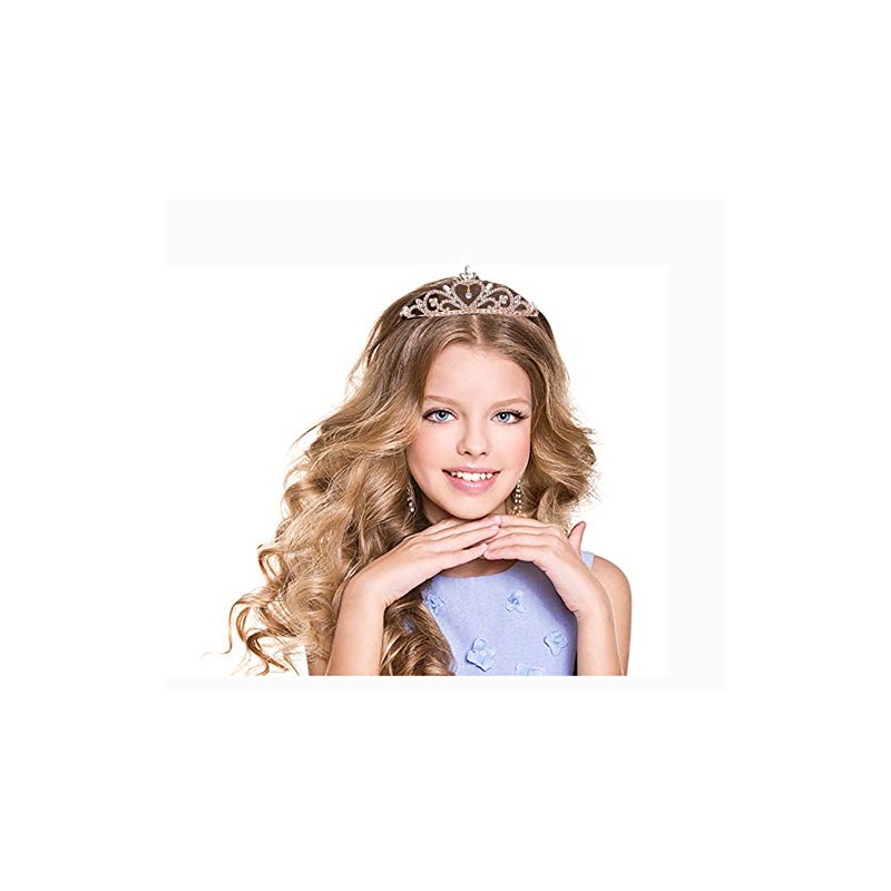 Lovelyshop Princesa Tiara de Boda de Diamantes de Imitación-Oro Rosa