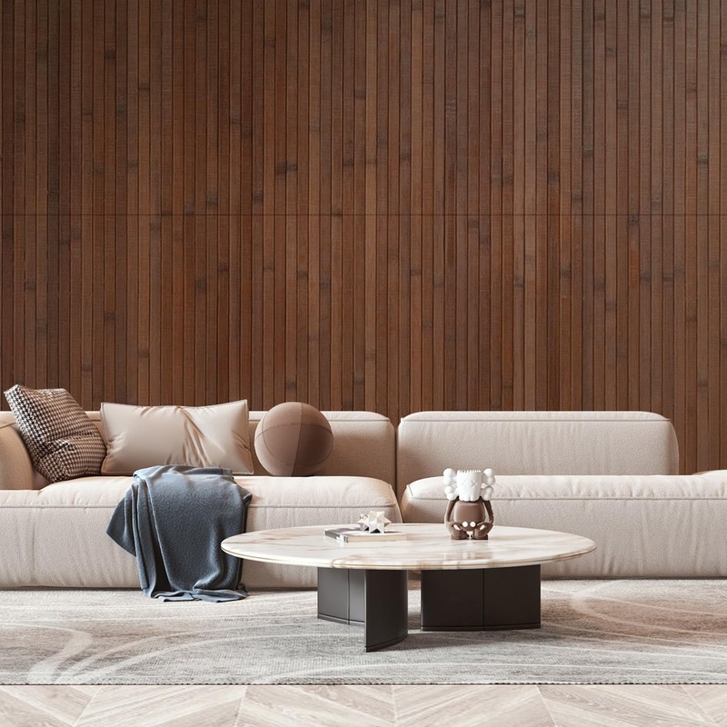 2-Pack Natural Bamboo Wall Panel, 96’’x48’', Coffee