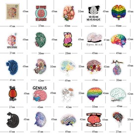 64 PCS Brain Aesthetic Vinyl Colorful Stickers for Birthday Party Supplies Decoration Favors School Rewards Gifts for Kids Adults Teens for Water Bottles Laptop Birthday Party Supplies Decoration
