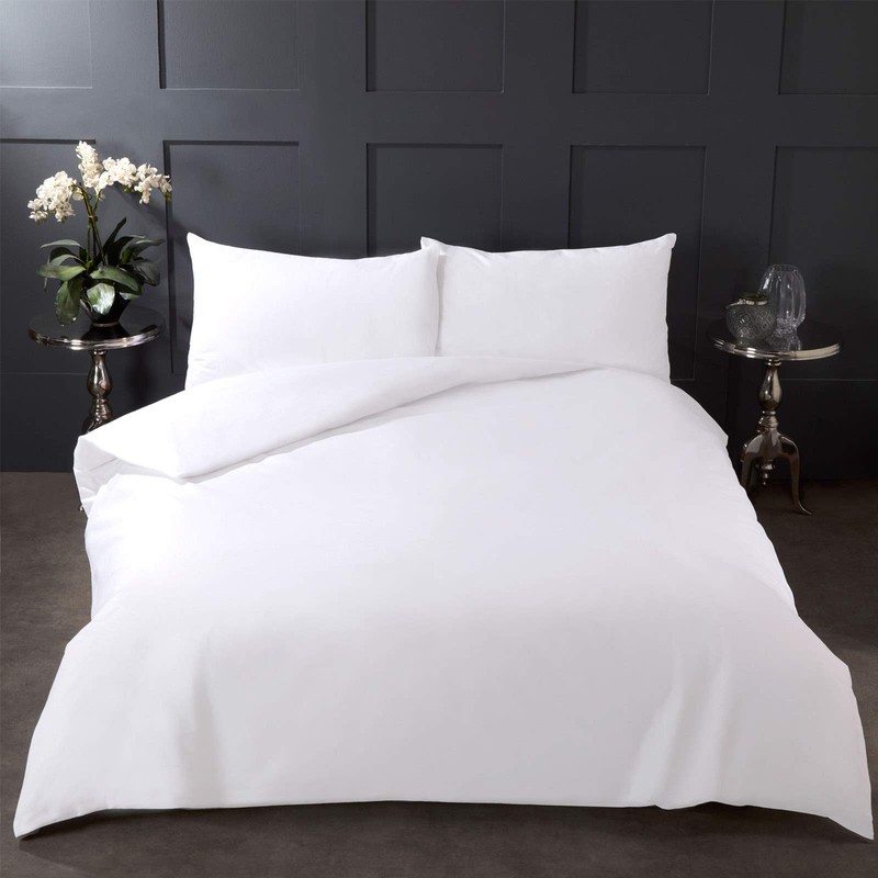 Highams 100% Pure Cotton Duvet Cover with Pillow Case Plain