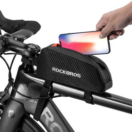 ROCKBROS Top Tube Bag, Bicycle Bag, Lightweight, Frame Bag, Road Bike, Convenient Installation, Storage for Small Items, Dustproof, Bungee Cord Included