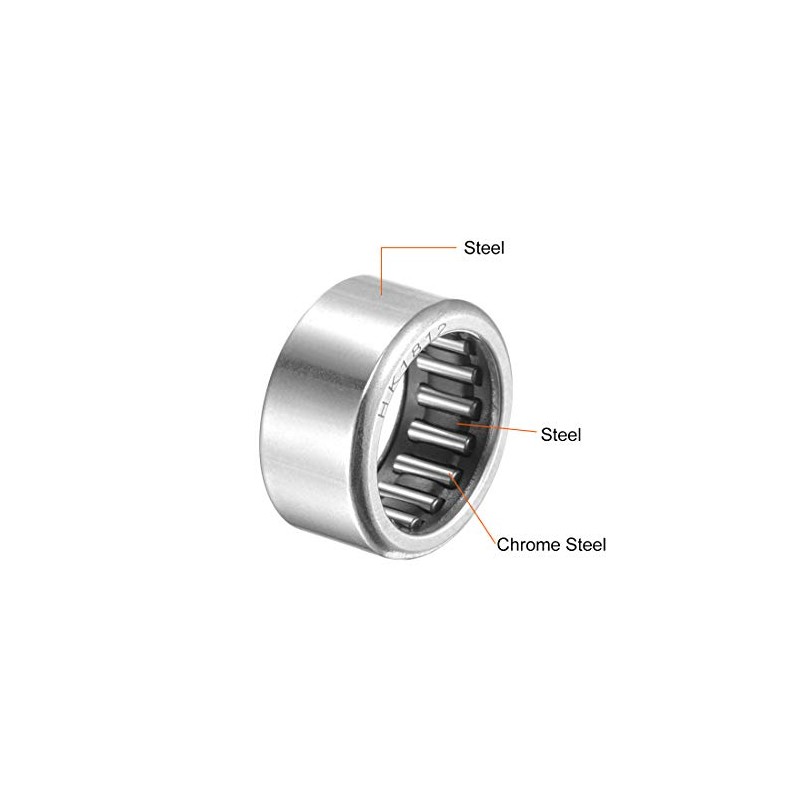 sourcing map HK1812 Needle Roller Bearings 18mm Bore 24mm OD