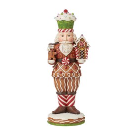 Enesco Jim Shore Heartwood Creek Gingerbread Christmas Nutcracker Figurine- Stone Resin Hand Painted Crafted Collectible Nutcrackers Figurines Christmas Home Decor Statue, 9.25 Inch