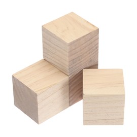 sourcing map 4pcs Wood Blocks, 2.8"x2.8"x2.8" Square Unfinished Wood Cube for DIY, Arts Decoration, Crafts Whittling, Hand Carved