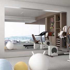 NEUWEABY Home Gym Mirror, 57''X24''-2PCS Full Body Mirror for Yoga, Full Length for Fitness, Workout Dance Studio, Garage Tempered Glass Frameless, Large Wall Workout