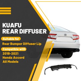 KUAFU Rear Diffuser Compatible with 2018-2021 Honda Accord All Models Rear Bumper Diffuser Lip Spoiler with Corner Apron Spats PP Plastic Carbon Fiber Color