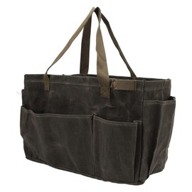 HERCHR Camp Pot Storage Bag, Canvas Pot Bag Gardening Tote Bag Garden Tool Bag Waterproof Wearproof Large Capacity Garden Tote Organizer Bag Gardening Tool Storage Bag Tool Carrier (Olive)