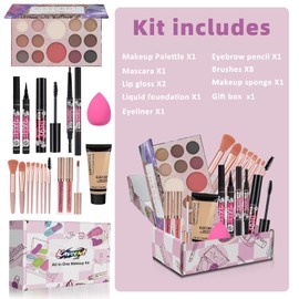 Makeup Kit for Women Teen Girls Full Kit Makeup Sets for Teens Eyeshadow Makeup Gift Set fo Women Teenagers Christmas Makeup Kits for Teens