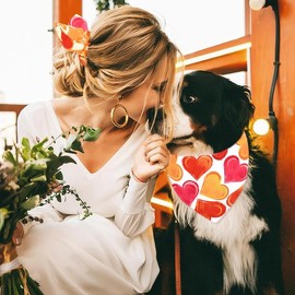 Hundesabber-Handtuch, Halstuch Hund – Hochwertiges Baumwoll-Hundehalstuch mit Herzmuster, Weich und Bequem, Größe 40x40x60cm – Ideal für Hunde und Katzen