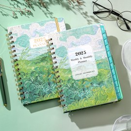 2025 Planner - 2025 Planner Weekly and Monthly, JAN. 2025 - DEC. 2025, 6.4" x 8.5" Calendar 2025 Planner with Monthly Tabs, Sturdy Cover, Premium Paper, Strong Twin-wire, Back Pocket