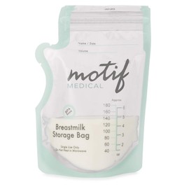 Motif Medical, bolsas de almacenamiento de leche, bolsa de congelador de leche de 6 onzas con boquilla de fácil verter, sin BPA, etiqueta de escritura – 90 unidades