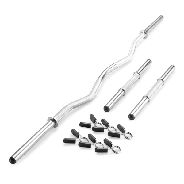 Marcy Standard Size Curl Bar and Dumbbell Handle Set with 6 Spring Collars SDC-10.1, chromed,1 inch Diameter, 15 inches Length