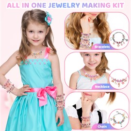 Bracelet Making Kits for Girls - 85PCS Jewellery Making Kit with Box and Bag, DIY Charm Beads for Bracelet Necklace Making Set Arts and Crafts for Kids, Birthday Gifts for Girls Age 5 6 7 8 9 10 12