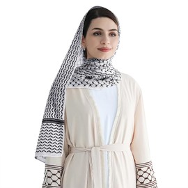 JINTN Women Printed Keffiyeh Arab Muslim Hijab Islamic Long Scarf Palestine Dubai Turkey Shawl Head Wrap