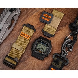 16mm Replacement Band for Casio G Shock GD-100/110/120/350,GA-100/110/120/150/200/300/400/700/800/2100/2110 G-Hook & Badge Decoration Design Nylon Casio Watch Bracelet