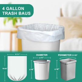 220 Count-4 Gallon Trash Bag, White Trash Bags, Bathroom Trash Bags Small Garbage Bags for Bathroom Can,White 4 Gal Small Trash Can Liners,Unscented Garbage Bag