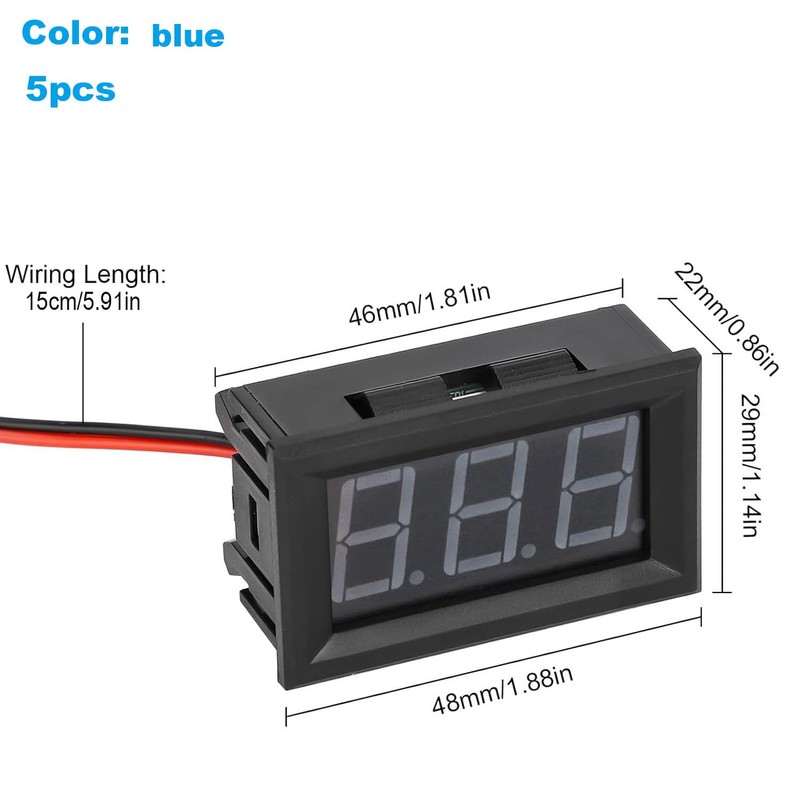 RUNCCI-YUN 5pcs DC 5V-120V Digital Voltage Display, 0.56 Inch 2-Wire
