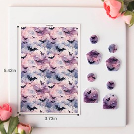 KABAKE Polymer Clay Transfer Paper 4 PCS Colorful Flowers Butterfly Magic Water Transfer Paper Retro Floral Leaf Paper for Earrings Jewelry Making Polymer Clay Tools