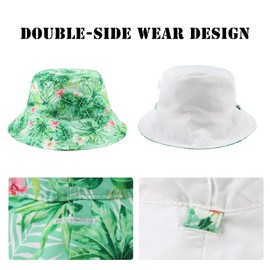 Zsedrut Summer Baby Girl Bucket Hat Infant Toddler Sun Hats Boys Double-Side Wear Beach Hats 3months-6years (48cm,Green Leaf)