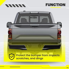 KUAFU Rear Bumper End Cap Compatible with 2015-2020 Ford F150 FO1102382 W/O Parking Sensor Hole Steel Bumper Guard Pad Cover Steel Powder Coated Black (2Pcs)