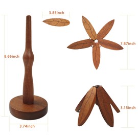 LUSTERING Wooden CoastersTrivets for Hot Dishes,Heat Resistant Tree Trivets, 4 Wooden Trivets + 1 Stand Stored Wooden Tree Coasters with Holder for Kitchen and Dining Table Protection (Walnut Wood)