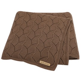 LAWKUL Cellular Blanket Baby 100% Cotton Knitted Soft Knit Crochet Blankets for Newborn Boy Girls Toddler 100x80cm Brown