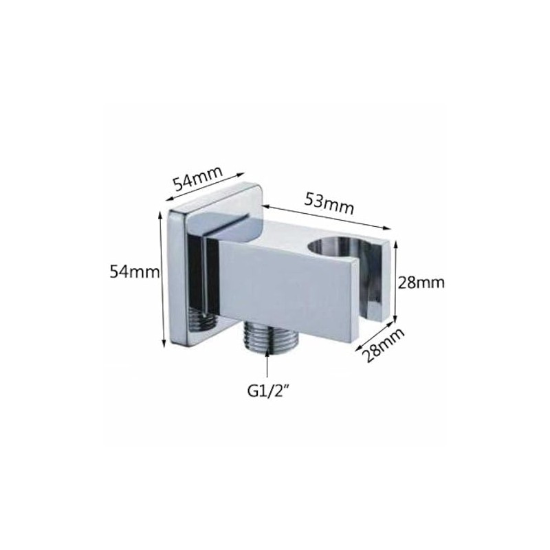Concealed Square Shower Outlet Elbow with Handheld Shower Bracket Holder