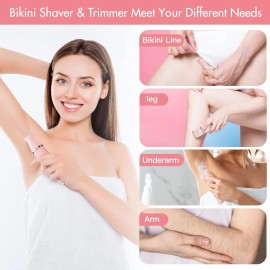 2 in 1 Electric Bikini Trimmer for Women  Lady  Hair Groomer Razor Body Shaver