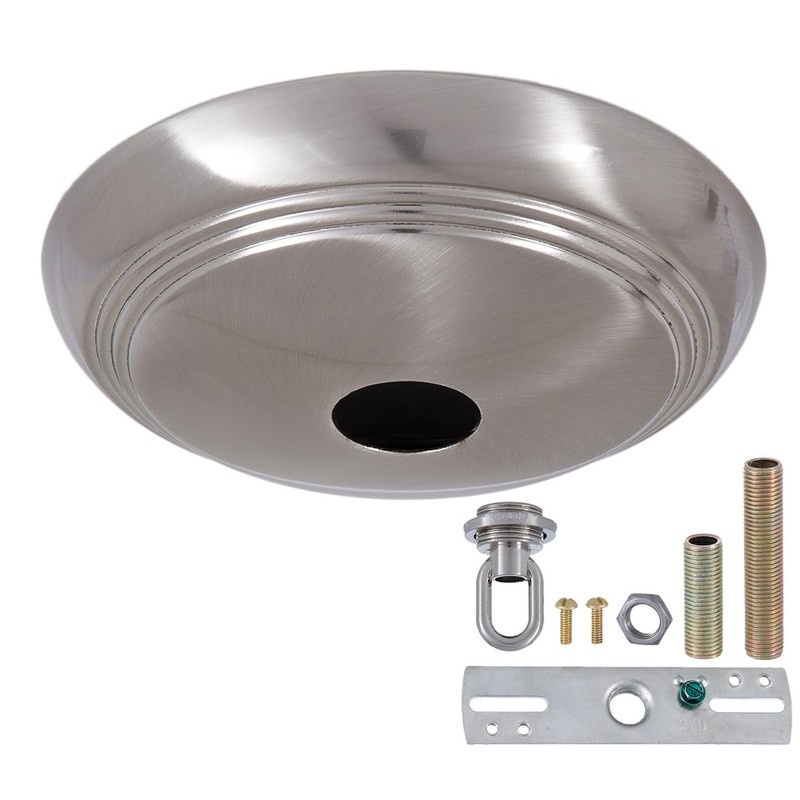 B&P Lamp® Satin Nickel Screw Collar Ribbed Canopy Kits