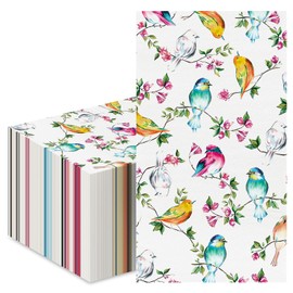 FYSUIMU 80Pcs Floral Bird Guest Napkin Flower Bird Disposable Paper Napkin Spring Dinner Hand Towel Napkin for Home Kitchen Bathroom Party Supplies
