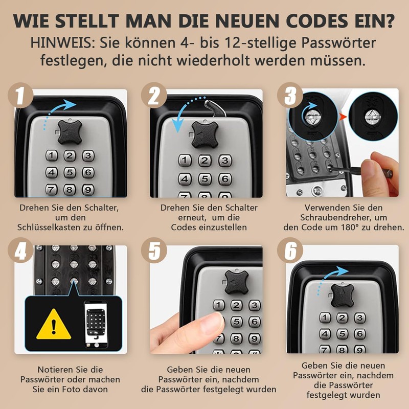 Key Safe with Number Code, Key Safe Outdoor Waterproof Key