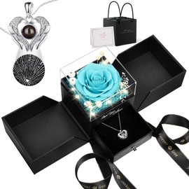 FIACO Mothers Day Mom Birthday Gifts for Women Grandma Preserved Flowers for Delivery Prime, Mother's Day Forever Eternal Rose Necklace Gifts for Sister Her Wife from Daughter